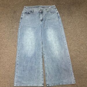 SHEIN Blue Boot Cut Jeans with Distressed Details